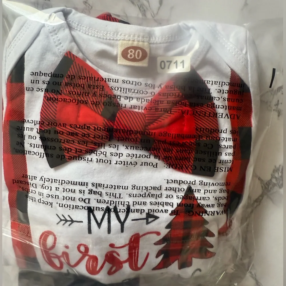 My First Christmas Infant 3 piece set - hat, onesie and pants